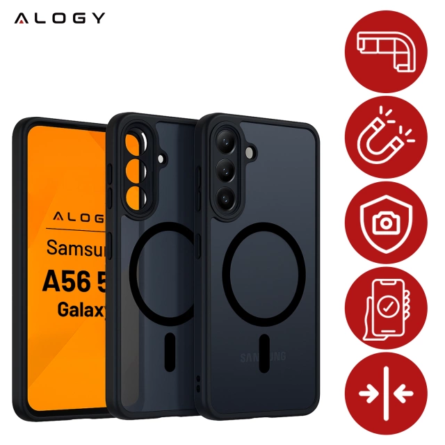 Etui do Samsung Galaxy A56 5G obudowa ochronna na telefon Alogy Matte HybridMag™️ Case do MagSafe Matowe Czarne