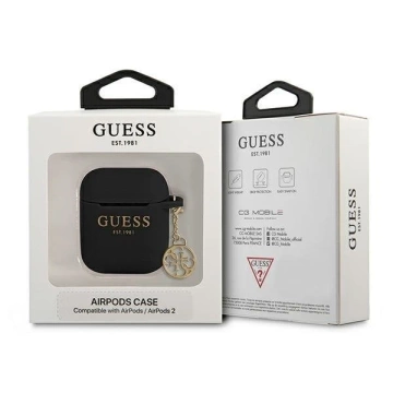 Guess GUA2LSC4EK AirPods-Abdeckung Czarny/schwarzer Silikon-Charm 4G-Kollektion