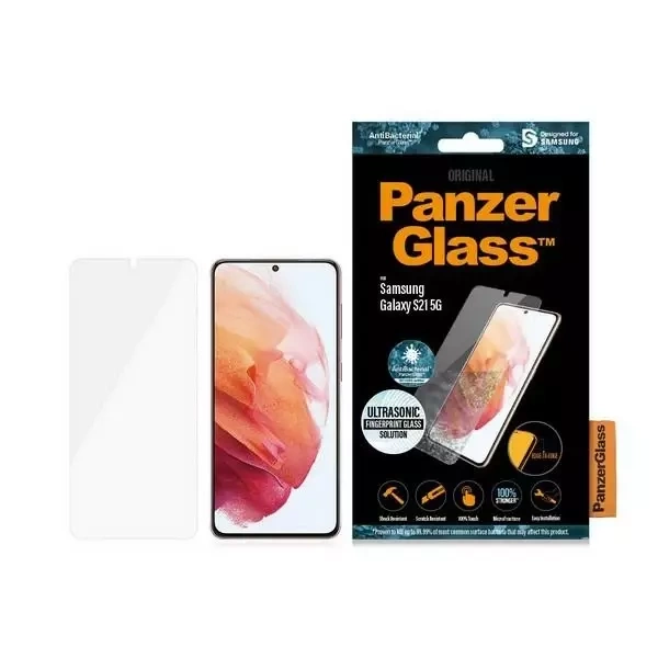 PanzerGlass E2E Microfracture Glas für Sam S21 G991 Case Friendly Fingerprint AntiBacterial schwarz/schwarz