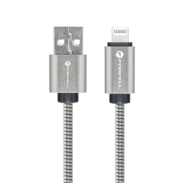 Kabel USB-A do Lightning 12W 1m Forcell Stalowy Apple iPhone iPad