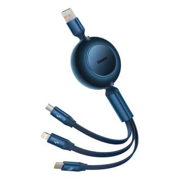 Kabel USB 3w1 Baseus Bright Mirror 3, Micro USB / Lightning / USB-C, 66W / 2A, 1.1m (niebieski)