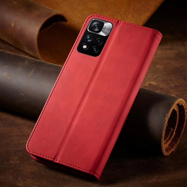 Magnet Fancy Case etui do Xiaomi Redmi Note 11 Pro pokrowiec portfel na karty kartę podstawka czerwony