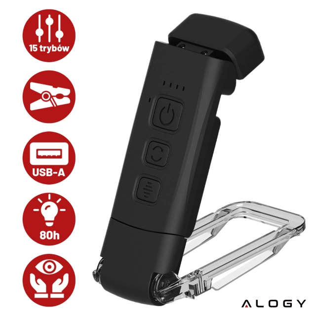 Lampka LED do czytania Alogy Clip Lamp Lampa z klipsem do książki ładowana Czarna