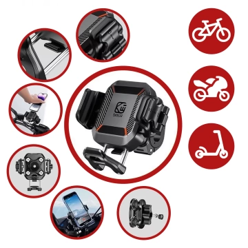KEWIG M11B Motorradhalterung für Telefon mit QC 3.0 15W Qi-Ladegerät Schwarz
