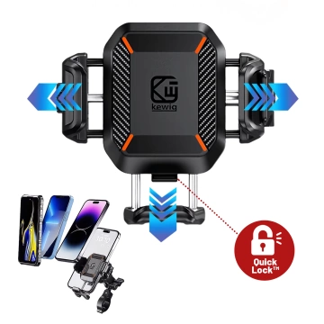 KEWIG M11B Motorradhalterung für Telefon mit QC 3.0 15W Qi-Ladegerät Schwarz