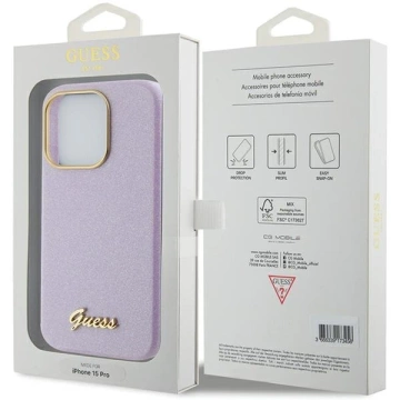 Etui Guess GUHCP15XPGMCSL für iPhone 15 Pro Max 6,7" liliowy/lila Hardcase Glitter Glossy Script