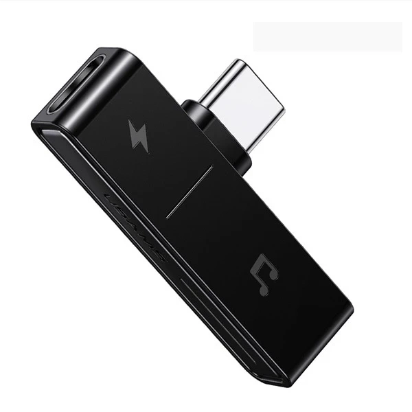 USAMS Adapter AU12 2w1 USB-C 3,5mm Czarny/Schwarz SJ386TC01 (US-SJ386)