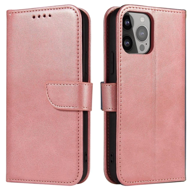 Magnethülle iPhone 14 Pro Max Cover mit Flip Stand Wallet Pink