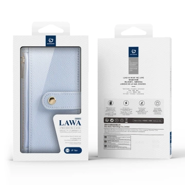 Dux Ducis Lawa iPhone 16e Lederhülle mit blauer MagSafe-Brieftasche