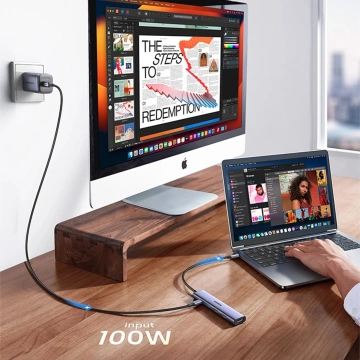 Ugreen CM478 USB-C auf HDMI / USB-A 3.0 / 2x USB 2.0 / PD Adapter Grau