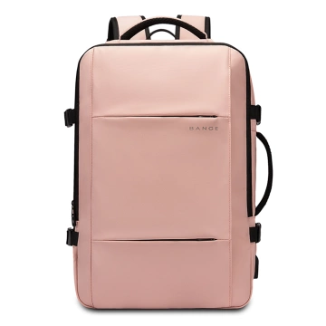 Bange Wasserdichter Rucksack für Laptops bis 15,6 Zoll, 47 x 31 x 15–25 cm, ideal für Stadt und Reisen, Arbeit und Flugreisen, mit USB-Anschluss, Pink, für Damen und Herren