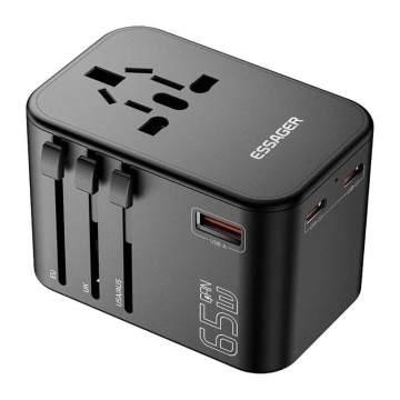 Essager ECT65-LT01-Z 65W Reise-Netzteil mit Schwarz