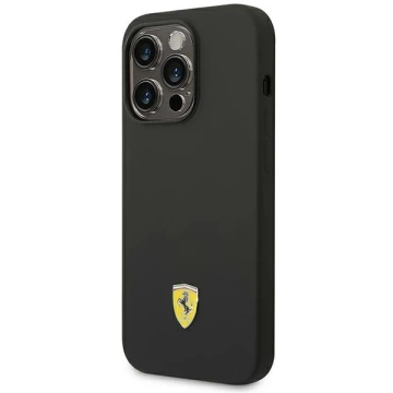 Ferrari iPhone 14 Pro 6.1" Hülle schwarz/schwarz Hardcase Silikon-Metall-Logo