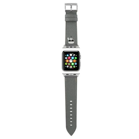 Pasek do smartwatcha Karl Lagerfeld KLAWLOKHG do Apple Watch 42/44/45mm srebrny/silver strap Saffiano Karl Heads