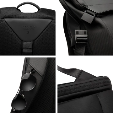 Bange wasserdichter Rucksack für 15,6-Zoll-Laptop, Stadtreisender, 45 x 30 x 16 cm, für Arbeit, Flugzeug, Herren, Damen, mit USB-Anschluss Schwarz