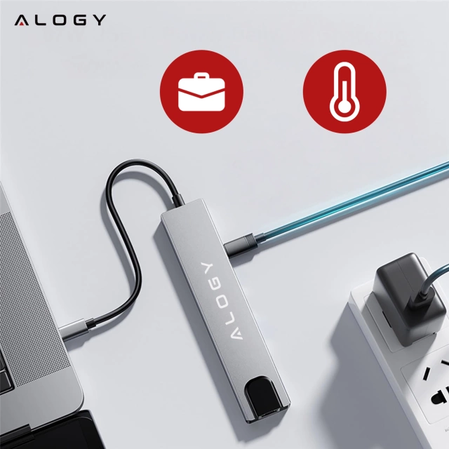 Hub 8w1 USB-C do 2xA+2xC+HDMI+SD+Micro+LAN 100mb – Alogy MultiHub™ Do Notebooka Laptopa