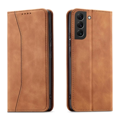 Magnet Fancy Case etui do Samsung Galaxy S22+ (S22 Plus) pokrowiec portfel na karty kartę podstawka brązowy