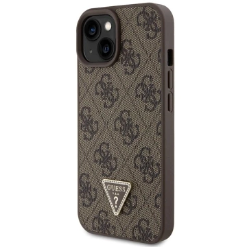 Guess GUHCP15SP4TDSCPW Hülle für iPhone 15 6,1" braun/braunes Hardcase Crossbody 4G Metal Logo
