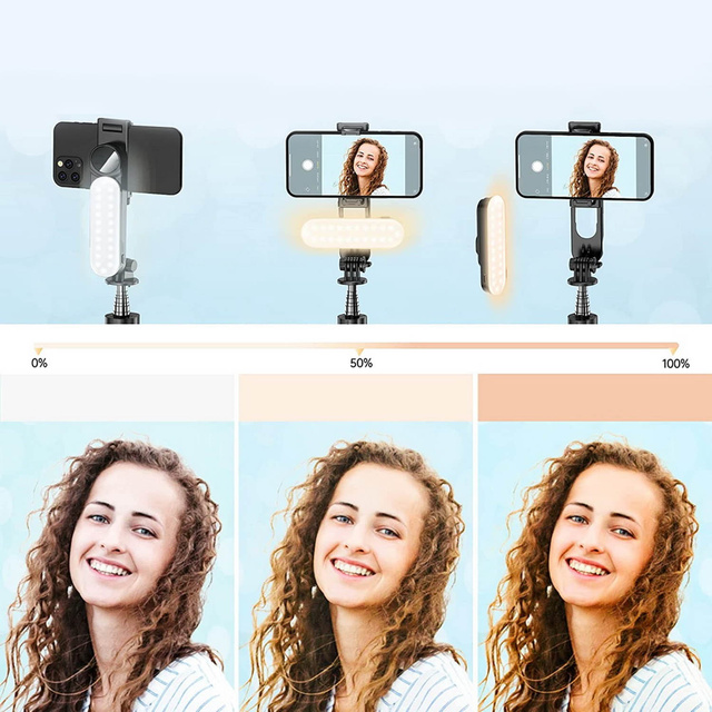 Kijek Selfie Stick uchwyt do telefonu zdjęć statyw Tripod L15 z Lampa LED + Pilot Bluetooth na telefon Czarny