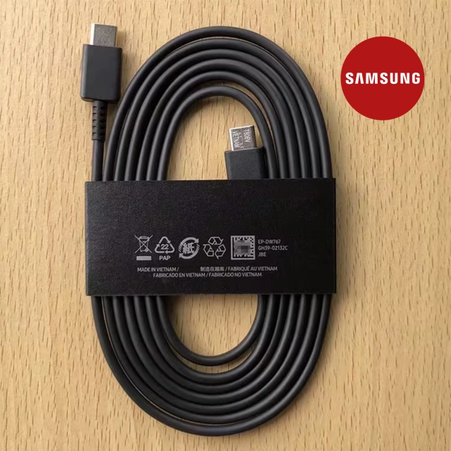 Kabel USB-C 5A 1.8 m Oryginalny Samsung EP-DX510, Szybkie Ładowanie, Przewód do Ładowarki i Transferu Danych, Czarny