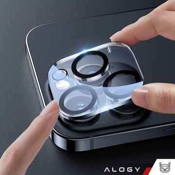 Hülle für iPhone 14 Pro Set mit 4 Brillen 5in1 gepanzert 360 Alogy Hybrid 2x Bildschirmglas 2x Linse schwarz-transparent