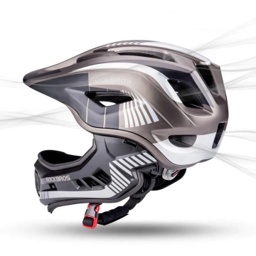 Kask rowerowy dziecięcy z odpinaną szczęką Rockbros TT-32SBTG-M rozmiar M - szary