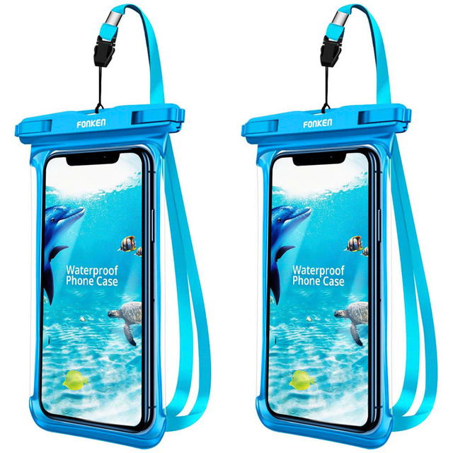 2x Etui wodoodporne wodoszczelne case na telefon Fonken uniwersalne IPX8 do 6.5 Niebieskie