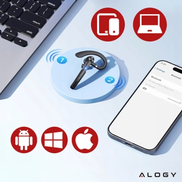 Słuchawka bezprzewodowa do rozmów Bluetooth zestaw słuchawkowy z etui ładującym G1 Alogy Czarna