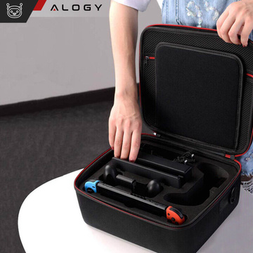 Koffer Koffer Koffer Tasche für Nintendo Switch OLED Zubehör 21 Spiele Alogy Wasserdicht mit Riemen Schwarz