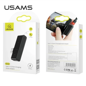 USAMS Adapter AU12 2w1 USB-C 3,5mm Czarny/Schwarz SJ386TC01 (US-SJ386)
