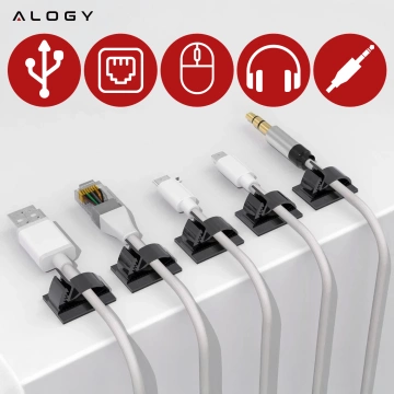 Selbstklebende Clips x100 Schreibtisch-Kabel-Organizer, Kabel-Organizer, Kabel für Tisch-Schreibtisch, 3M Alogy-Klebeband [100 Stück]