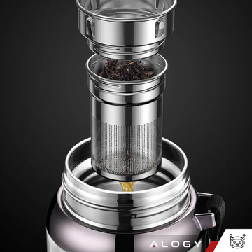Thermosflasche Thermoflasche 800 ml für Kaffee Tee Yerba Mate LED-Siebschnur Alogy-Display Schwarz