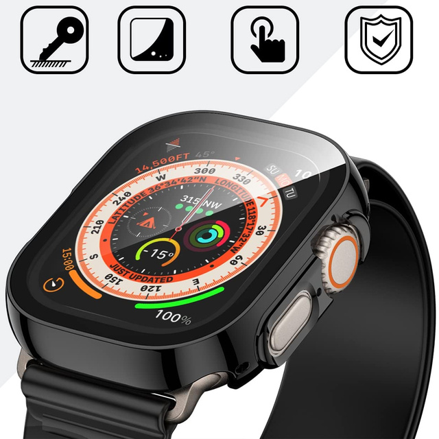 Obudowa ochronna z szkłem Alogy Protector Case 2w1 nakładka etui do Apple Watch Ultra 49mm Czarna