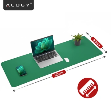 Schreibtischunterlage 80 × 40 cm – rutschfeste Schutzmatte aus elegantem PU-Ökoleder, für Maus und Tastatur, stilvoll und langlebig – Alogy WorkMat™ Grün