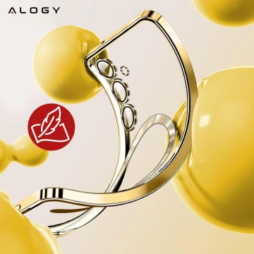 MagSafe-Hülle für Apple iPhone 16 Pro Max Alogy Glamour Luxus-Ringgehäuse Gold-Transparent