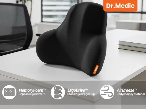 DR.MEDIC ErgoDrive™ Ergonomisches Lendenkissen für Autos, Fahrer, Beifahrer, Bürostühle, Gaming-Stühle und Sitze