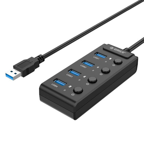 USB 3.0-Hub. Orico mit Schaltern, 5x USB (schwarz)