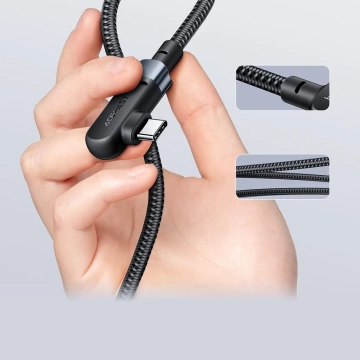 Acefast abgewinkeltes Kabel USB Typ C - USB Typ C 2m, 100W (20V / 5A) schwarz (C5-03 Black)