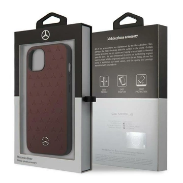 Mercedes MEHCP13MPSQRE Schutzhülle für Apple iPhone 13 6.1" rot/rot Hardcase Leder Sternenmuster