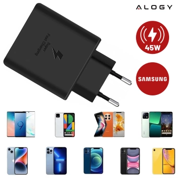 USB-C Typ C PD Premium Wandladegerät schnelles 45W 3A Typ-C Kabel 1M Alogy schwarz