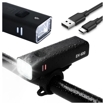 EH 400 LED-Fahrradfrontlicht, einstellbare 400 Lumen, 2000 mAh, wasserdicht, schwarz