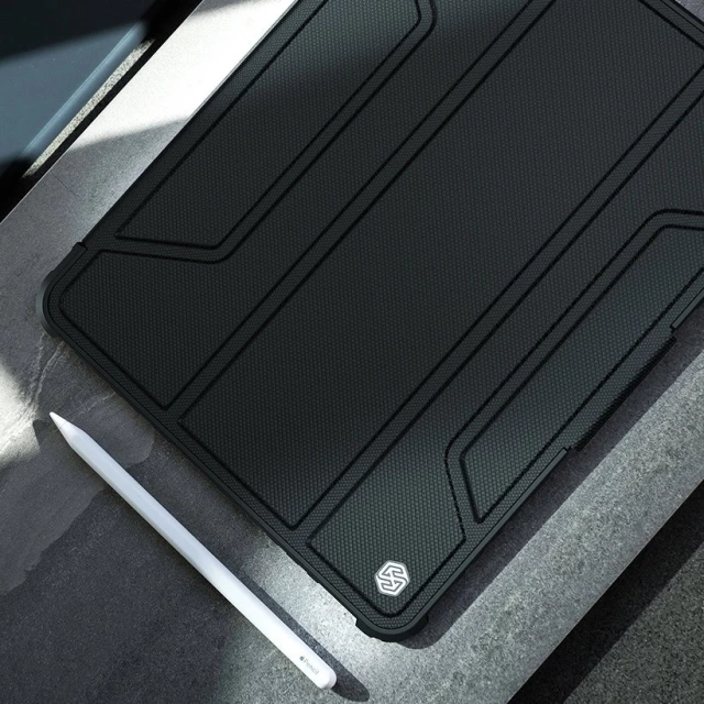 Nillkin Bumper Leather Case Pro pancerne etui Smart Cover z osłoną na aparat i podstawką iPad mini 2021 czarny