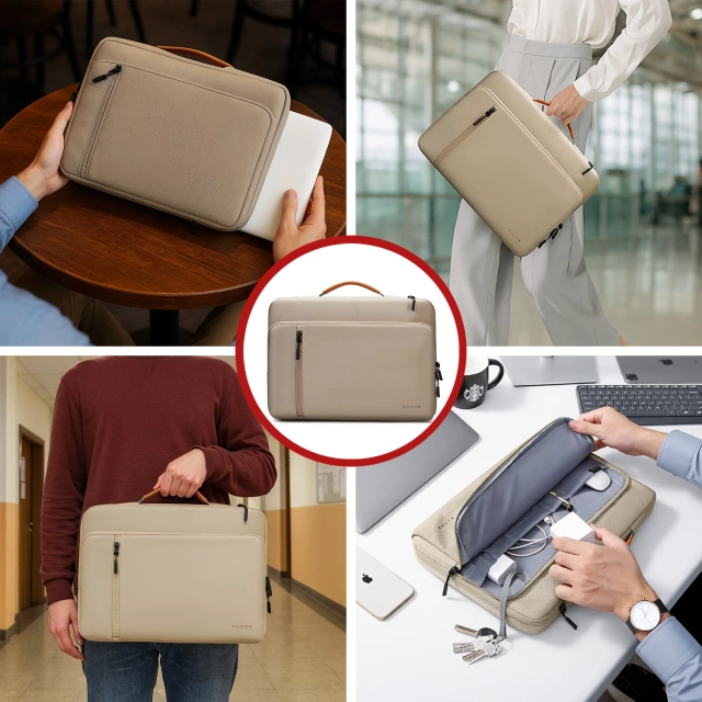 Torba wodoodporna Bange na laptopa do 15.6" – pojemna i wygodna, odporna i oddychająca, miejska i podróżna do pracy i samolotu, unisex – Beżowa