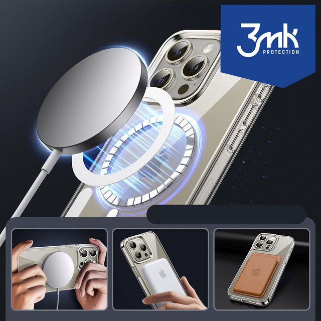 Etui wzmocnione 3mk MagCase case obudowa do MagSafe do iPhone 15 Pro plecki przezroczyste