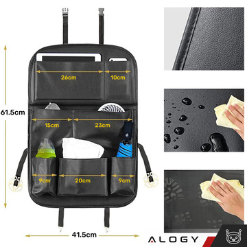 2x Organizer do samochodu auta podróżny stolik ochraniacz na fotel samochodowy tył oparcie siedzenie Alogy Czarny