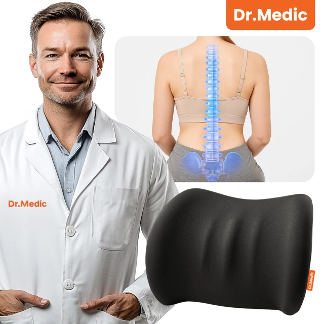 Poduszka do Samochodu pod Plecy Lędźwie DR.MEDIC LumbarRelax™ Ergonomiczna poduszka lędźwiowa na fotel krzesło do auta dla kierowcy pasażera