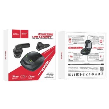 HOCO EW28 Bezprzewodowe Słuchawki Bluetooth TWS – Czarne z Trybem Gamingowym i Etui Ładującym