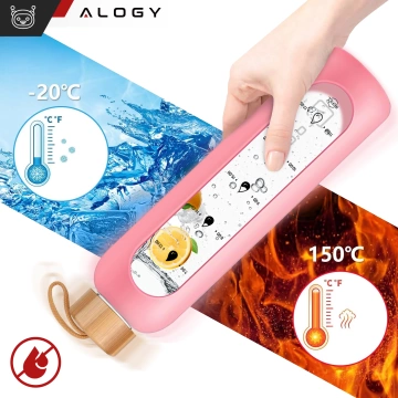 Große Glasflasche Trinkflasche Alogy Motivational Messbecher 1l 1000ml Silikonhülle Pink