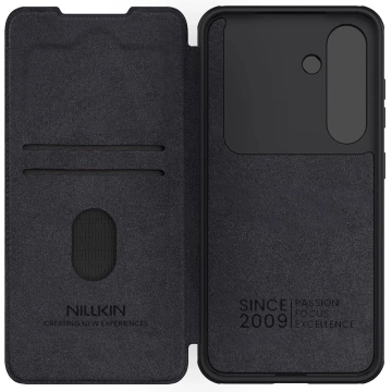 Hülle für Samsung Galaxy S25 Nillkin Qin Pro Schwarz mit Flip