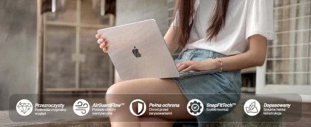 Etui Ochronne do Apple MacBook Air 13 13.6" M2 (2022) / M3 (2024) / M4 (2025), Smukłe i Przezroczyste, Alogy HardCase™ – Transparentne